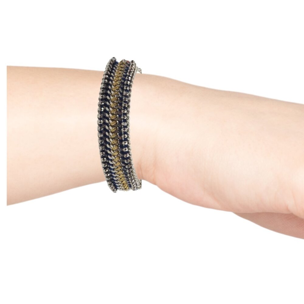 Stella & Dot Bracelet - Strands of Gold, Silver and Blue